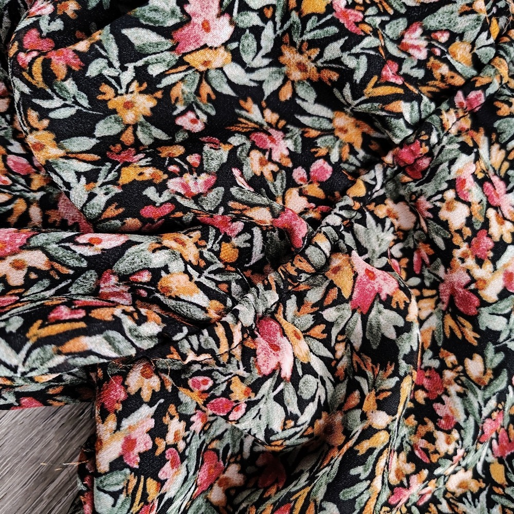 BB DAKOTA‎ Steve Madden Floral Chiffon Tiered Dress Ruffle Trim Tie Neck XXL - Picture 9 of 14